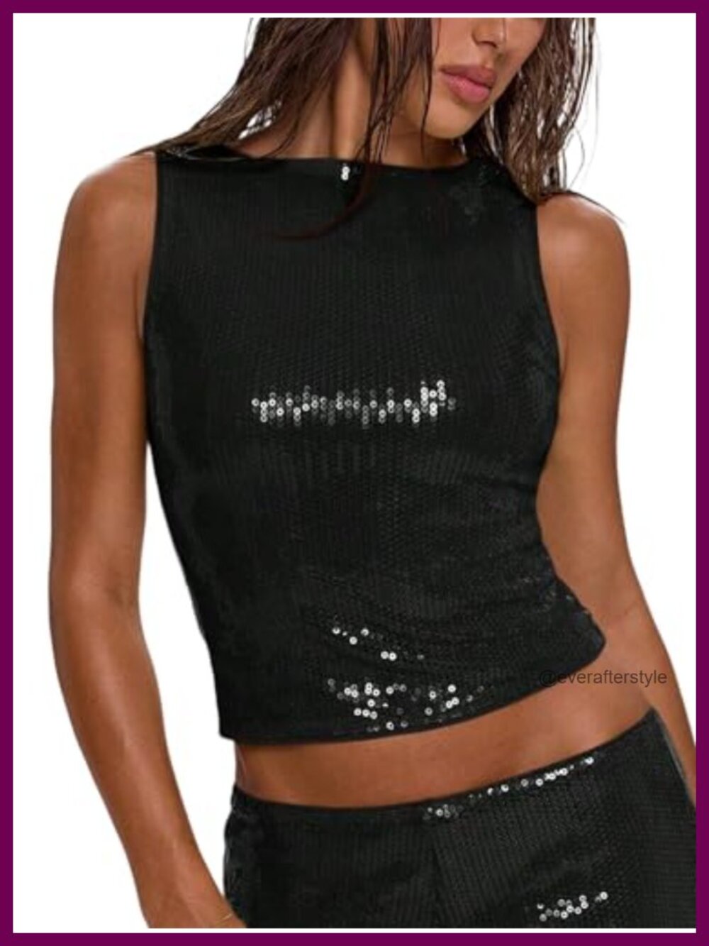 Sequin Glitter Tank Top Sleeveless Slim Fit Party Clubwear